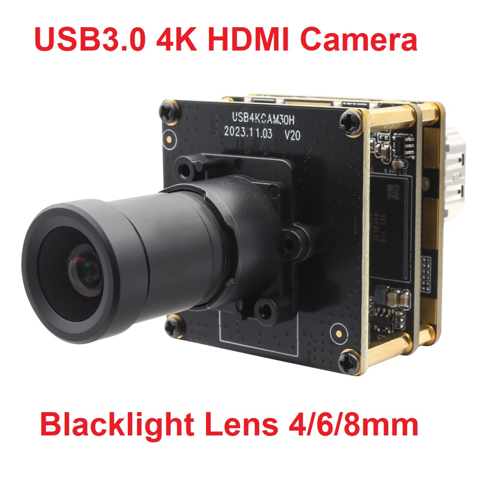 ELP Driver Free 8MP 60fps USB3.0 UHD Webcam 4K Compatible HDMI USB3 CMOS Camera Low Light Blacklight Lens 4mm 4K 3.0 Camera Module